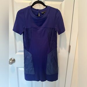 BCBG suede and leather royal blue dress size XS